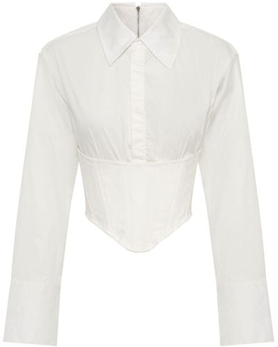 Dion Lee Chemise crop à détail de corset - Blanc