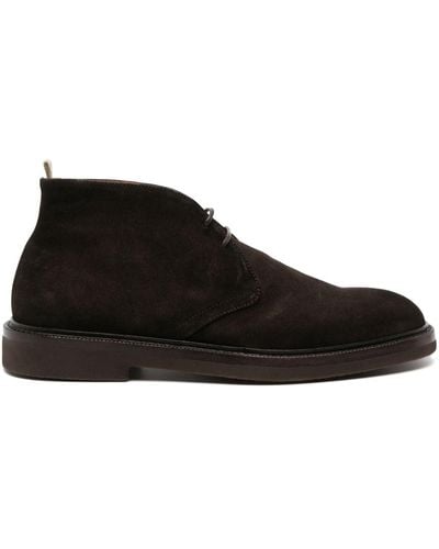 Officine Creative Low-top Lace-up Suede Boots - Black