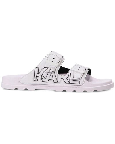 Karl Lagerfeld Kondo Tred 2-Strap Slides - Bianco