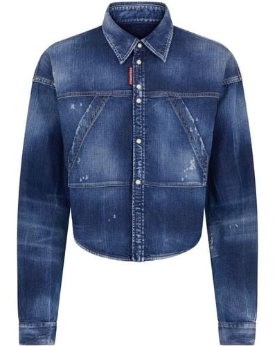 DSquared² Camicia denim crop - Blu