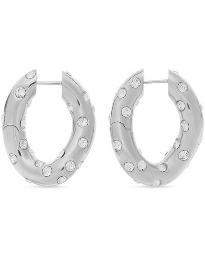 Balenciaga Crystal-embellished Hoop Earrings - White