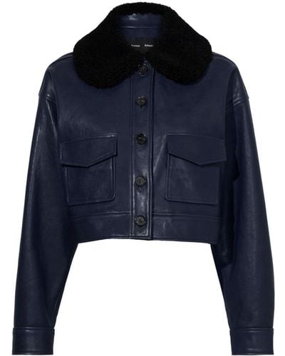 Proenza Schouler Judd Shearling-collar Leather Jacket - Blue