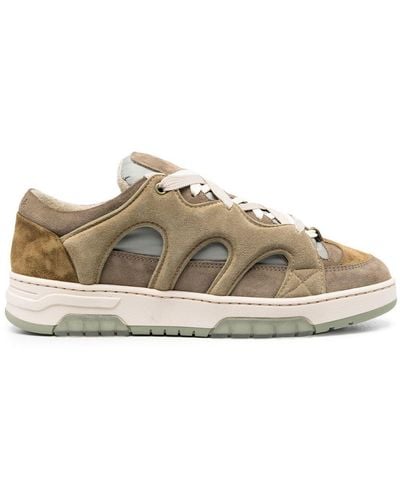 Paura Panelled Lace-up Sneakers - Brown