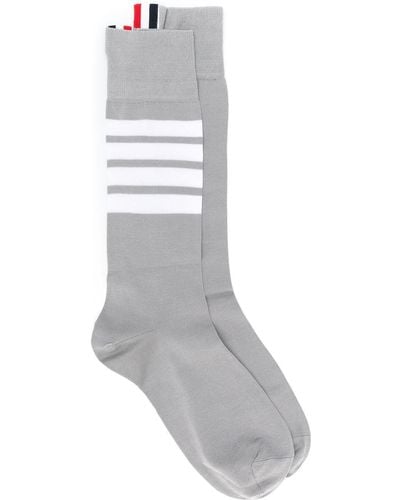 Thom Browne 4-bar Mid-calf Cotton Socks - Grey
