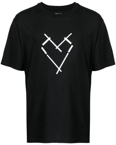 agnès b. Heart-print Cotton T-shirt - Black