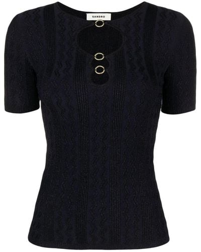 Sandro Cut-out Knitted Top - Black