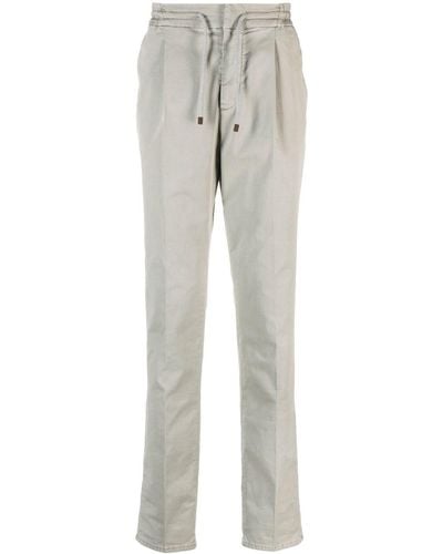 Brunello Cucinelli Drawstring-waist Tapered Pants - Grey