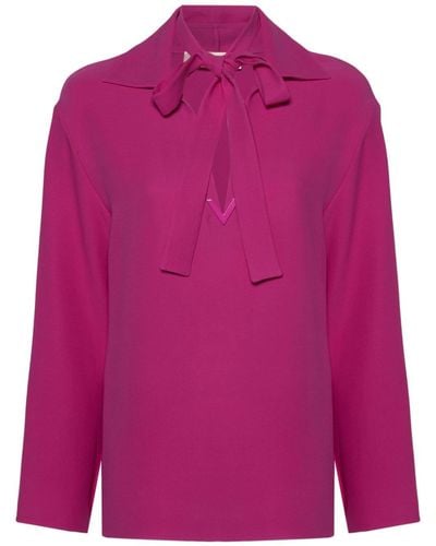 Valentino Garavani Blouse à détail VLogo Signature - Rose