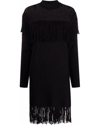 Pinko Fringed Knitted Dress - Black