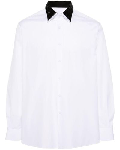 Prada Hemd mit perlenverziertem Kragen - Weiß