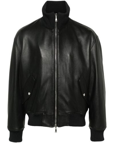 Tagliatore Leather Bomber Jacket - Black