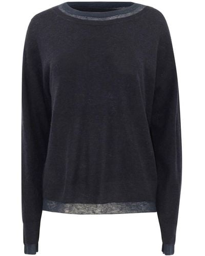 Vince Double-layer Wool-blend Sweater - Blue
