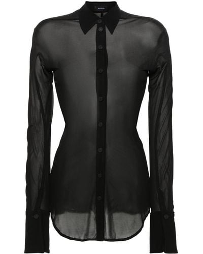 Mugler Semi-sheer Jersey Shirt - Black