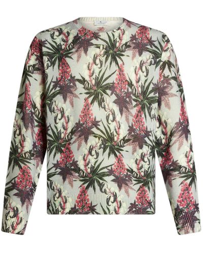 Etro Intarsien-Pullover mit Blumen - Grau