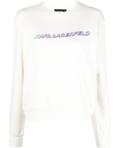 Karl Lagerfeld Sweat en coton biologique à logo - Blanc