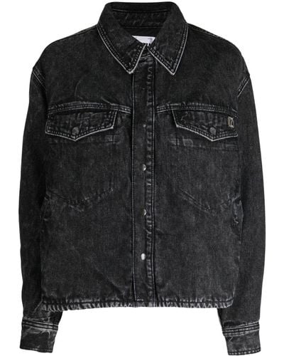 Izzue Eyelet-embellished Washed Denim Jacket - Black