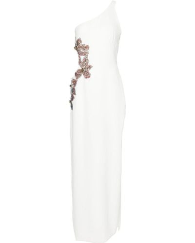 Costarellos Floral-appliqué One-shoulder Maxi Dress - White