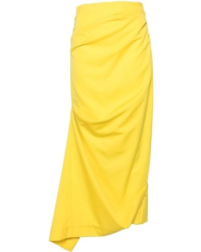 Christopher John Rogers Asymmetric Wool Midi Skirt - Yellow