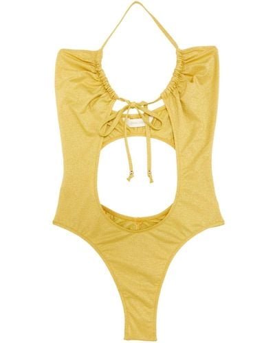 Palm Angels Glittered Cut-out Swimsuit - Yellow