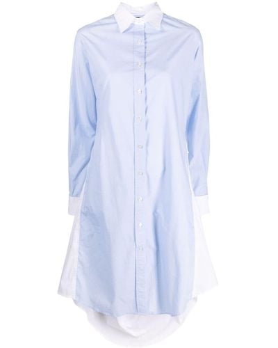R13 Robe-chemise nouée à manches longues - Bleu