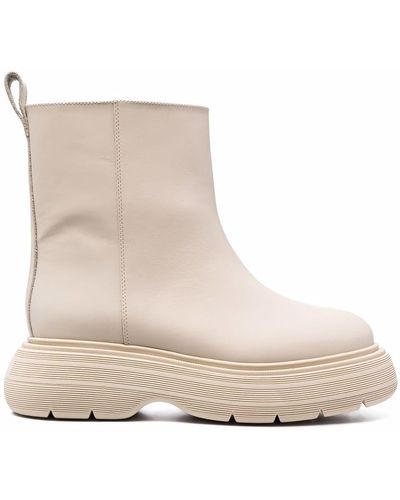 Gia Borghini Marte Chunky Leather Ankle Boots - Natural