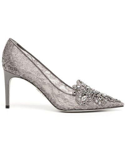 Rene Caovilla Pumps con cristalli 80mm - Bianco