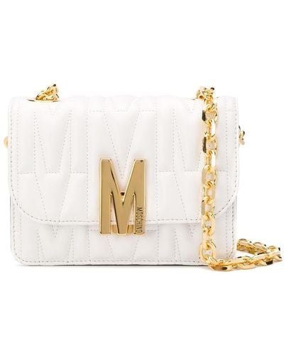 Moschino M Quilted Shoulder Bag - White