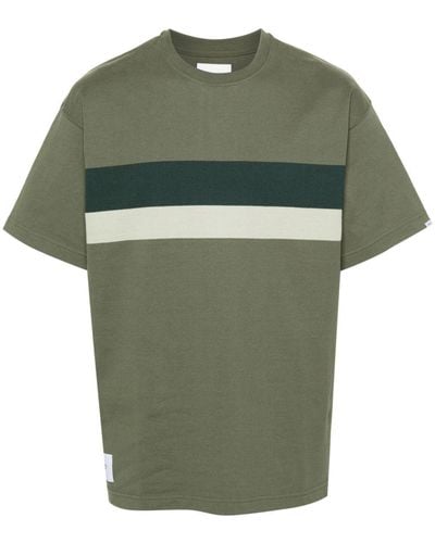 WTAPS T-shirt en coton à détail de rayures - Vert