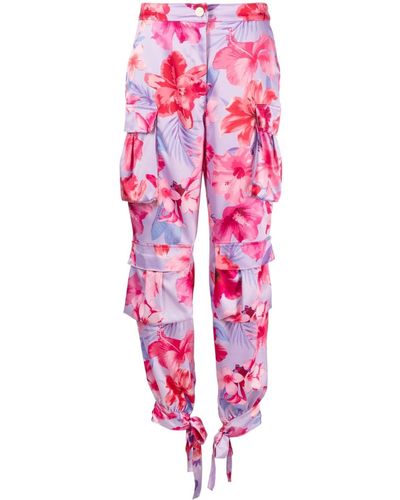 Pinko Pantalones con estampado Fiori Tropicali - Rosa