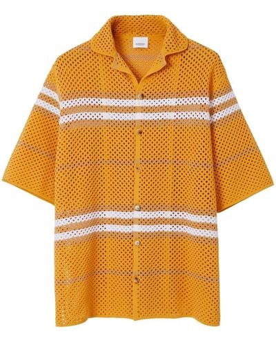 Burberry Icon Stripe Short-sleeved Knitted Shirt - Orange