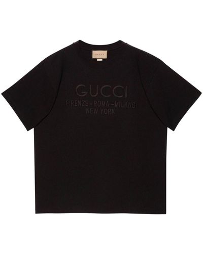 Gucci Logo-embroidered Cotton T-shirt - Black