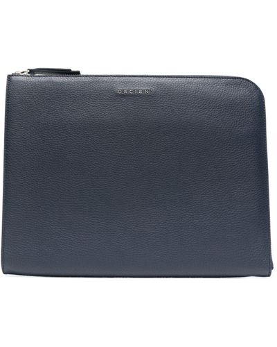 Orciani Micron Leather Briefcase - Blue