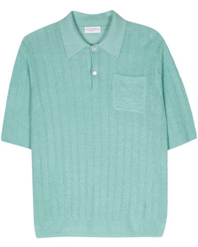 Ballantyne Open-knit Linen Polo Shirt - Blue