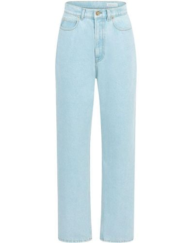 Nina Ricci High Waist Jeans Met Logopatch - Blauw