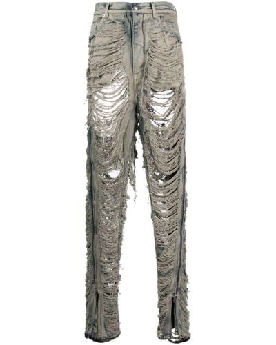 Rick Owens Slim-Fit-Jeans im Distressed-Look - Grau