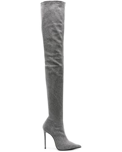 Le Silla Eva 125mm Denim Boots - White