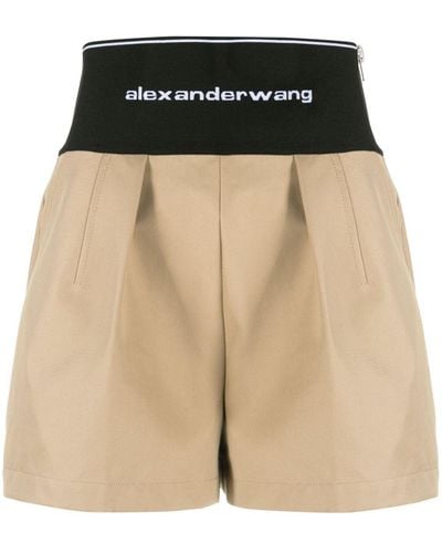 Alexander Wang Pantalones cortos con cintura del logo - Negro
