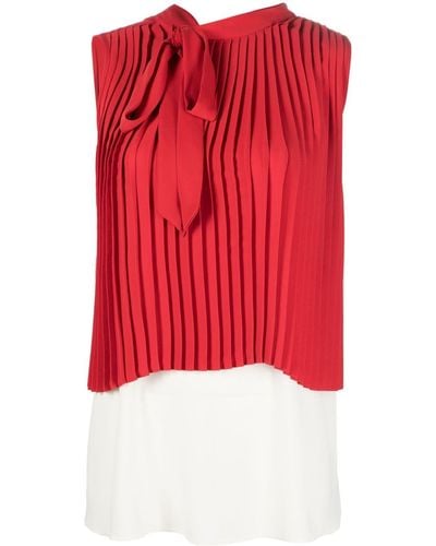 MM6 by Maison Martin Margiela Pleated Sleeveless Blouse - Red