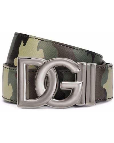 Dolce & Gabbana Camouflage-print Reversible Belt - Green