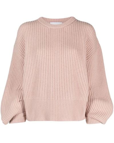 Nude Ribbed-knit Crew-neck Sweater - Pink