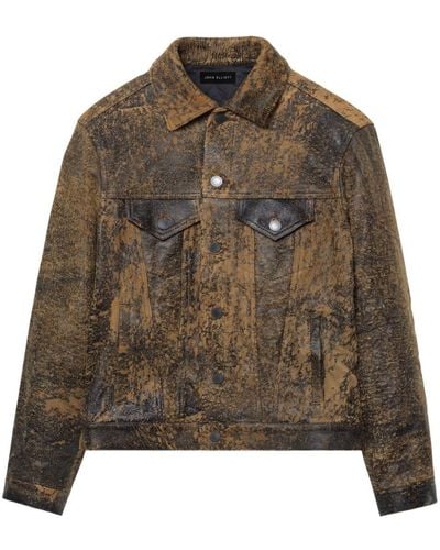 John Elliott Thumper Type Iii Leather Jacket - Brown