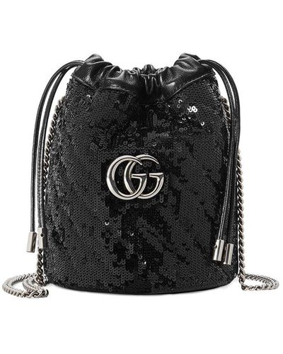 Gucci GG Marmont Mini Sequin Bucket Bag - Black