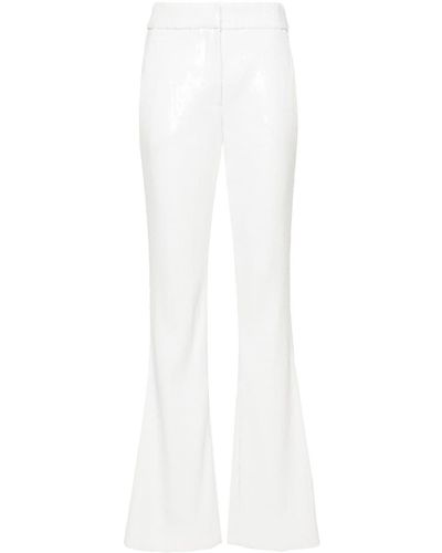 Genny Sequinned Flared Trousers - White