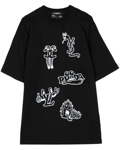 DOMREBEL Cartoon Graphic-print Cotton T-shirt - Black