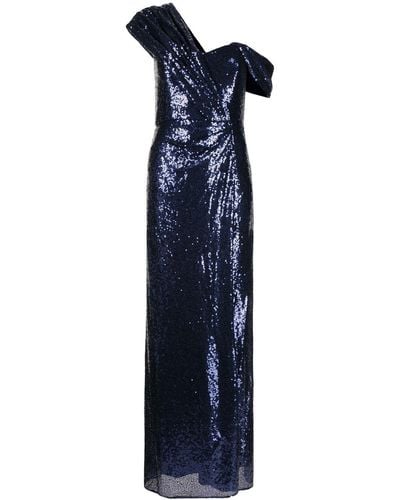 Badgley Mischka Abito midi con spalle scoperte - Blu