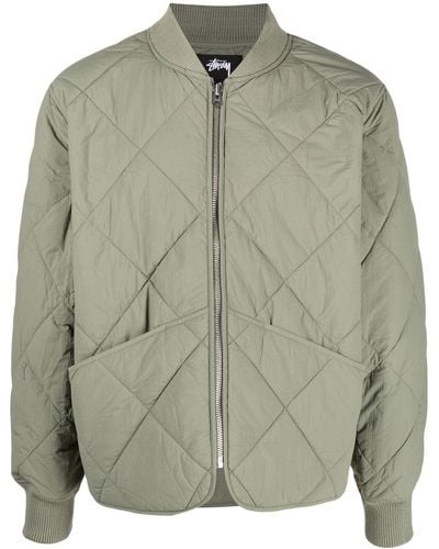 Stussy Dice-patch Quilted Bomber Jacket - Green
