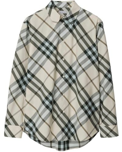 Burberry Hemd aus Nova Check-Jacquard - Grau