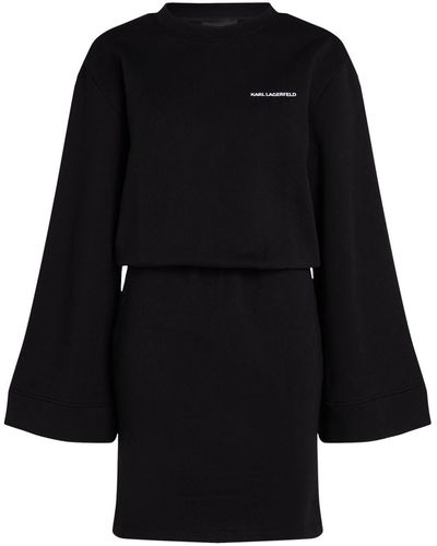 Karl Lagerfeld Wide-sleeve Organic-cotton Minidress - Black