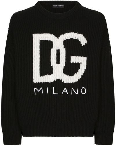 Dolce & Gabbana Pull DG en maille intarsia - Noir