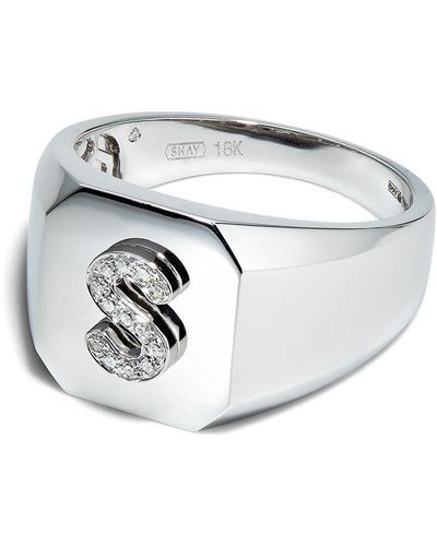 SHAY 18k White Gold S-initial Ring - Metallic